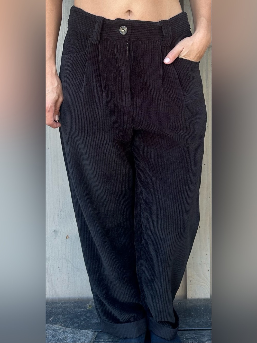 Petal & Pup Black Corduroy Pants - Relaxed Straight Leg